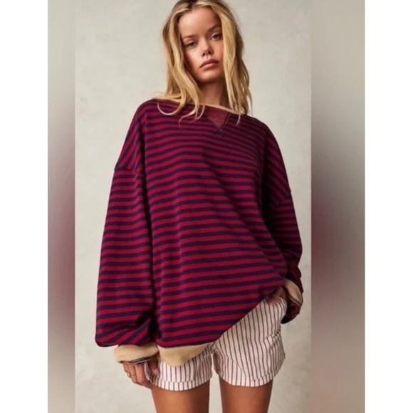 Free People Tops - Free People Classic Striped Crewneck Pullover Top Medium Excellent Condition